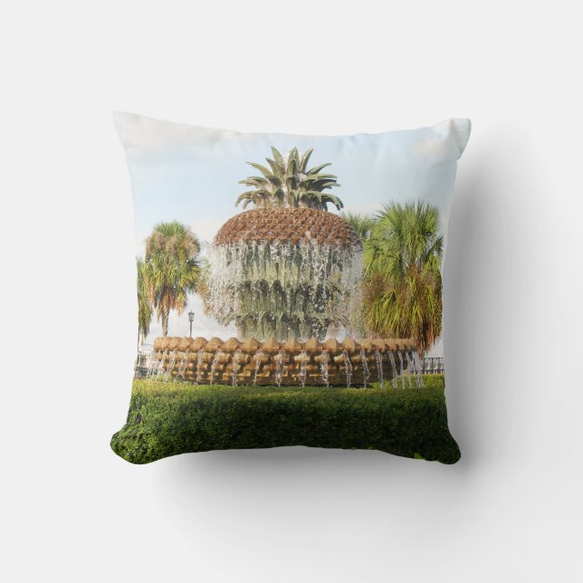 Charleston SC Pineapple Fountain, Waterfront Park Cushion (Front)