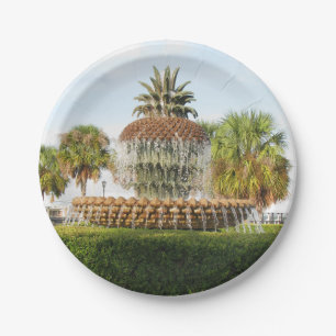 Charleston SC Pineapple Fountain, Waterfront Park Paper Plate