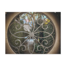 Charleston SC round wrought iron gate window