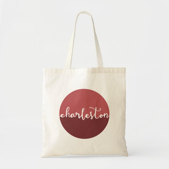 Charleston, SC | Rust Circle Ombre Tote Bag (Front)