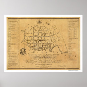 Charleston SC Street Map 1788 Poster