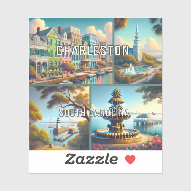 Charleston South Carolina 3 Inch Vinyl Sticker (Sheet)