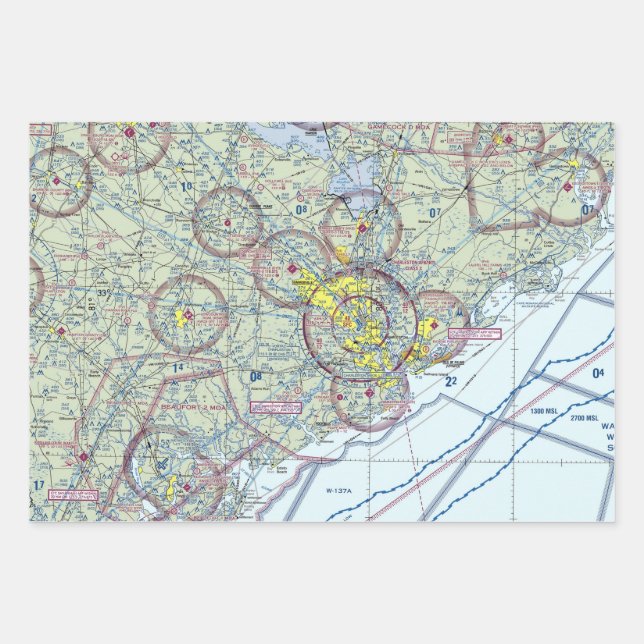 Charleston South Carolina Aeronautical Chart  Wrapping Paper Sheet (Front 3)