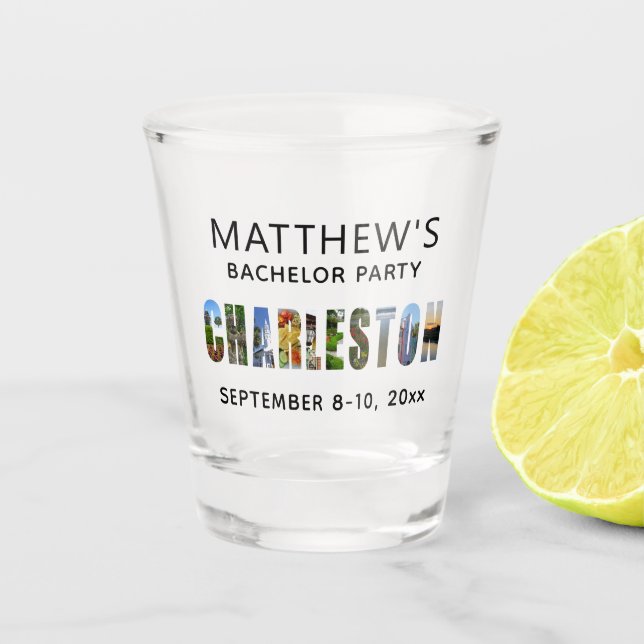 Charleston South Carolina Bachelor Party Favour Shot Glass (Front)