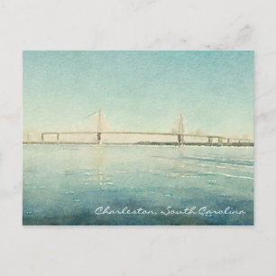 Charleston South Carolina Bridge Watercolor Print Postcard