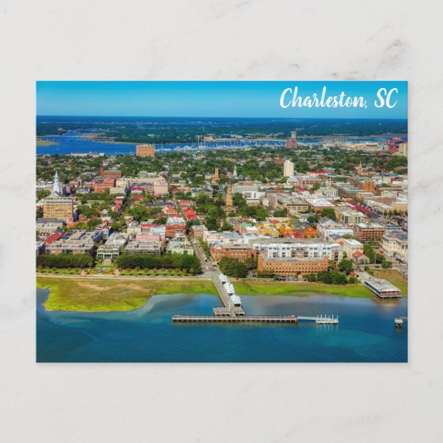Charleston South Carolina City Skyline Travel Postcard (Front)