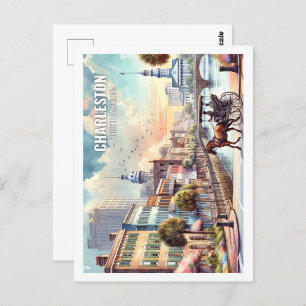 Charleston South Carolina Famous Place watercolor Postcard