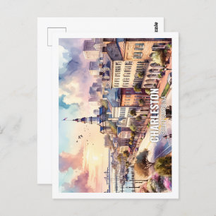 Charleston South Carolina Famous Place watercolor Postcard