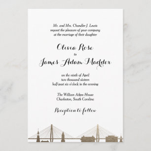 Charleston South Carolina Faux Gold Invitation