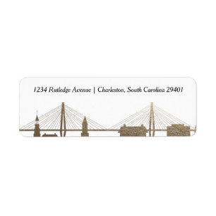 Charleston South Carolina Faux Gold Label