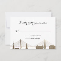 Charleston South Carolina Faux Gold Rsvp Card