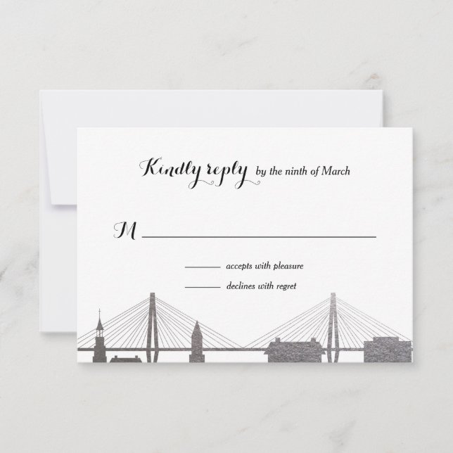 Charleston South Carolina Faux Silver Rsvp Card (Front)