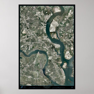 Charleston, South Carolina from space satellite  p Poster