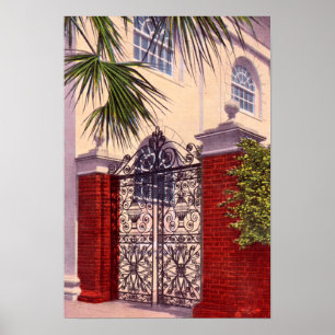 Charleston South Carolina Gate St. Michaels Church Poster