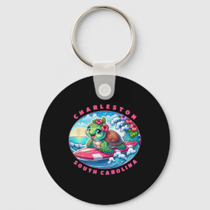 Charleston South Carolina Girls Cute Surfing Sea T Key Ring