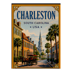 🏛️ Charleston South Carolina Historic Retro Poster
