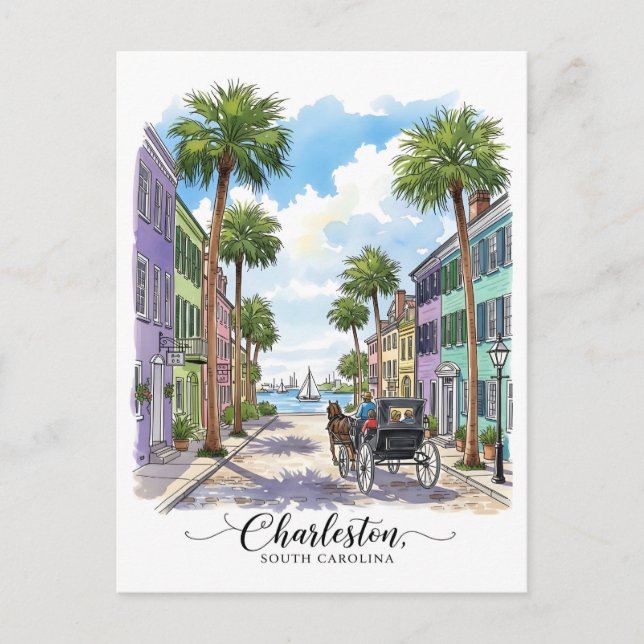 Charleston south Carolina horse drawn carriage Postcard (Front)