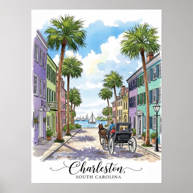 Charleston south Carolina horse drawn carriage Poster (Front)