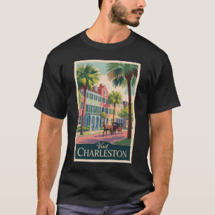 Charleston South Carolina Illustration Travel Art T-Shirt