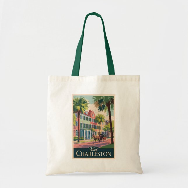 Charleston South Carolina Illustration Travel Art Tote Bag (Front)
