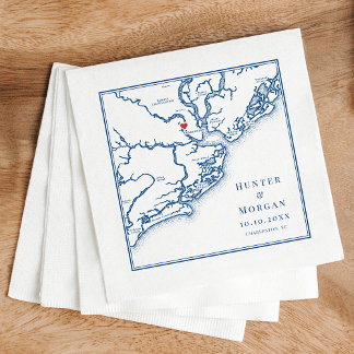 Charleston South Carolina Map Elegant Wedding Napkin
