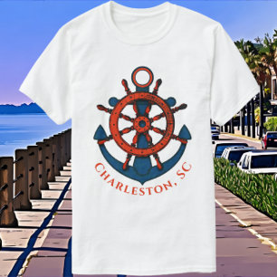 Charleston South Carolina Nautical Art T-Shirt