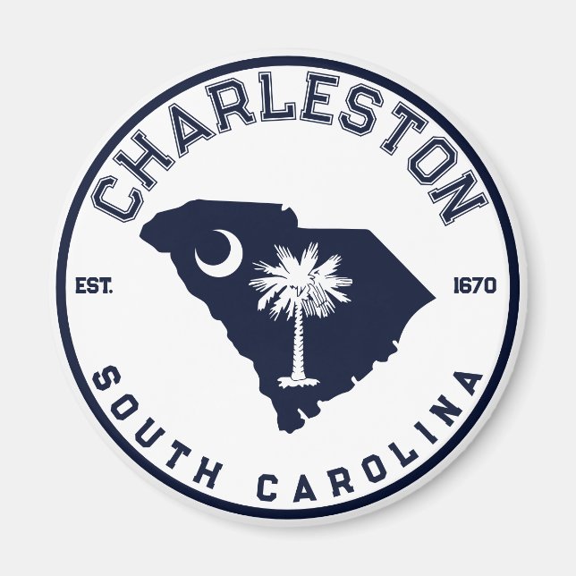 Charleston South Carolina Navy SC Flag Palm Trees Magnet (Front)