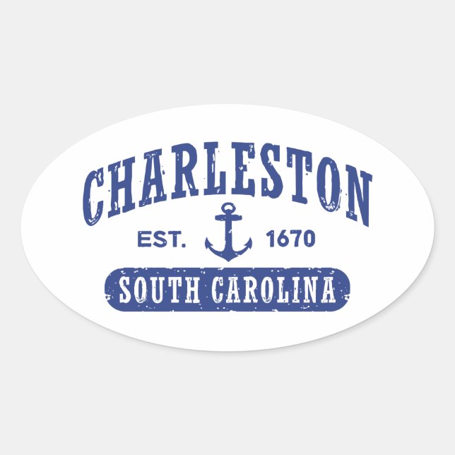 Charleston South Carolina Oval Sticker (Front)