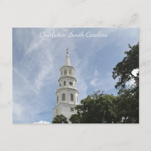 Charleston South Carolina, Photography of Church Postcard (Front)