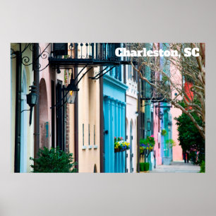 Charleston South Carolina Rainbow Row Houses Poster
