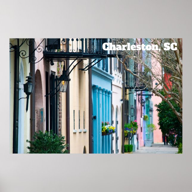 Charleston South Carolina Rainbow Row Houses Poster (Front)