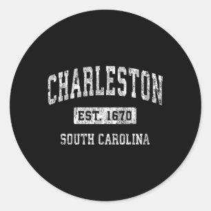 Charleston South Carolina Sc Established Sports Classic Round Sticker