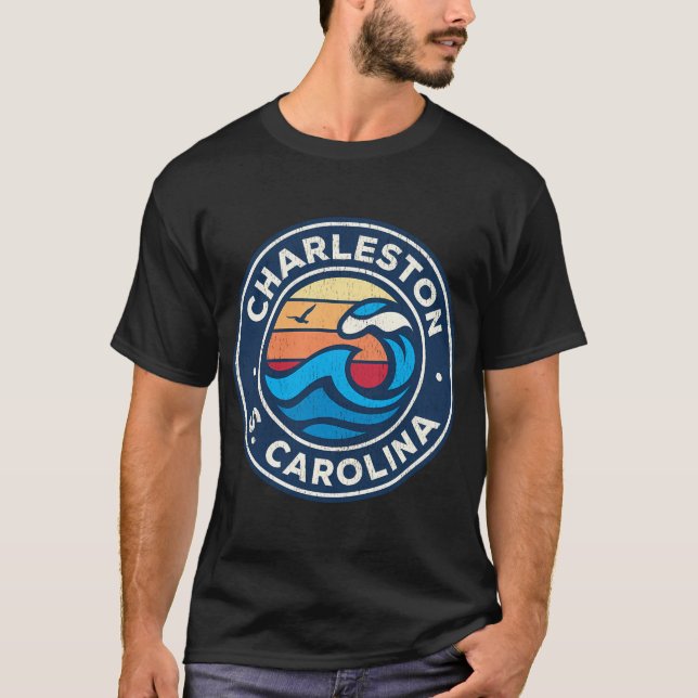 Charleston South Carolina Sc Nautical Waves T-Shirt (Front)