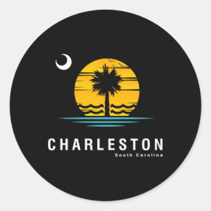 Charleston South Carolina Sc Palmetto Moon Classic Round Sticker