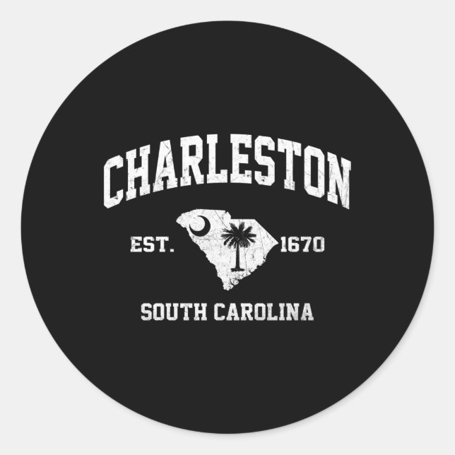 Charleston South Carolina Sc State Athletic Style Classic Round Sticker (Front)