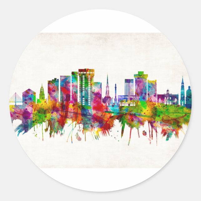 Charleston South Carolina Skyline Classic Round Sticker (Front)