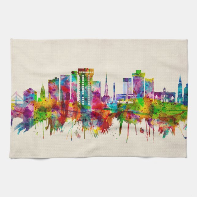 Charleston South Carolina Skyline Tea Towel (Horizontal)