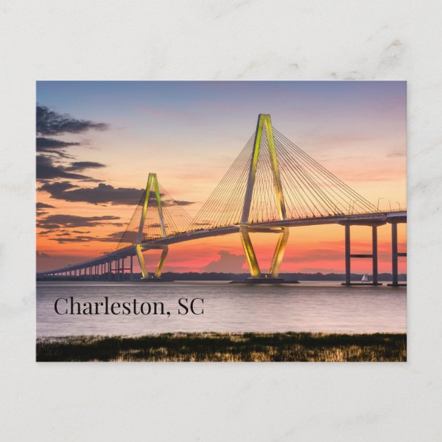 Charleston, South Carolina Sunset Bridge Postcard (Front)
