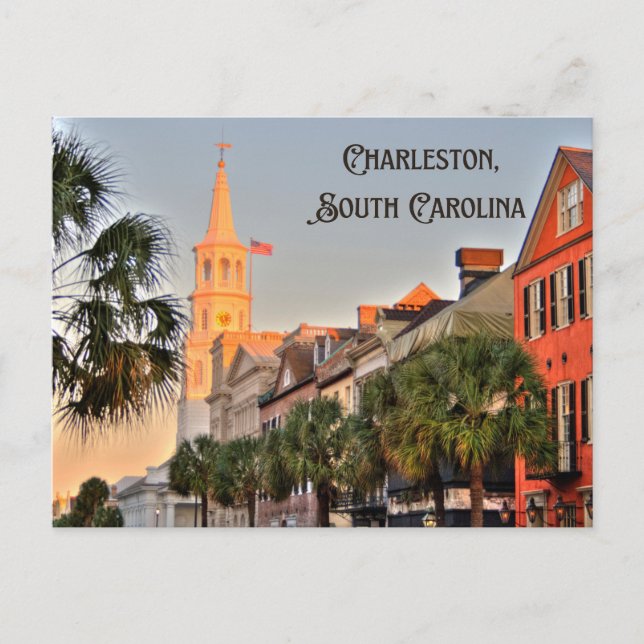 Charleston, South Carolina Sunset over Church  Postcard (Front)