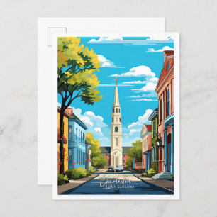 Charleston South Carolina Travel Illustration Postcard