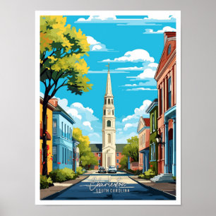 Charleston South Carolina Travel Illustration Poster