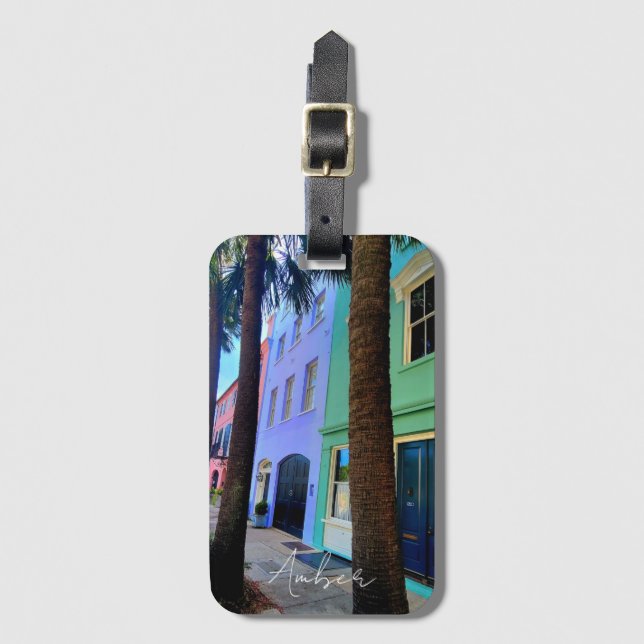 Charleston South Carolina travel Rainbow Row   Luggage Tag (Front Vertical)