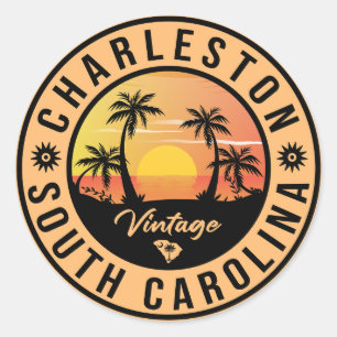 Charleston South Carolina - Vintage 60s Souvenirs Classic Round Sticker