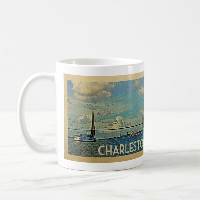 Charleston South Carolina Vintage Travel Coffee Mug (Left)