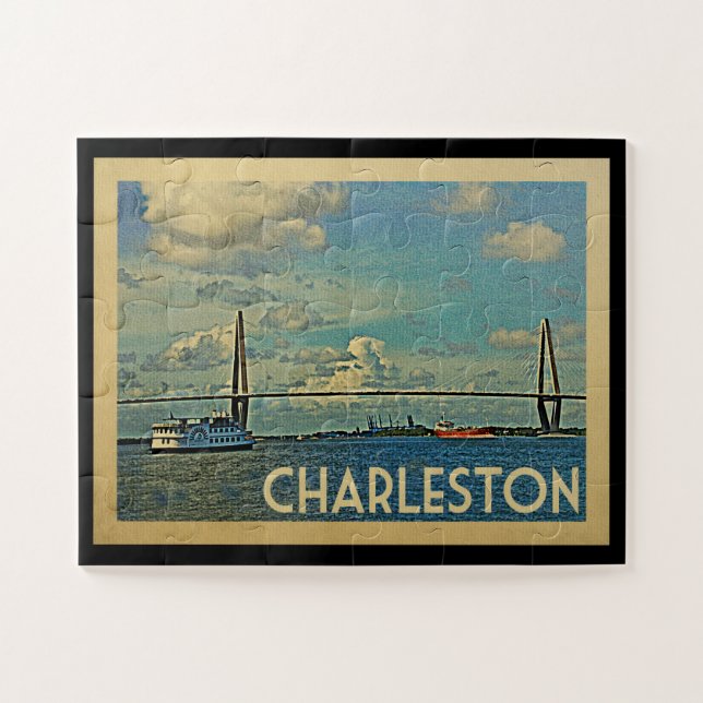 Charleston South Carolina Vintage Travel Jigsaw Puzzle (Horizontal)