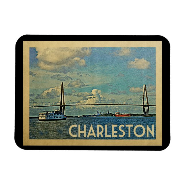 Charleston South Carolina Vintage Travel Magnet (Horizontal)