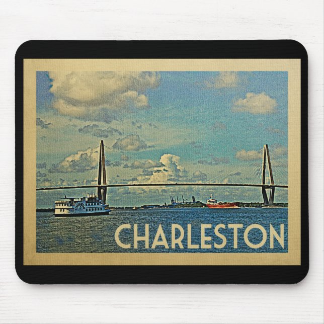 Charleston South Carolina Vintage Travel Mouse Mat (Front)