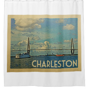 Charleston South Carolina Vintage Travel Shower Curtain