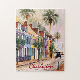 Charleston South Carolina Watercolor Painting Jigsaw Puzzle