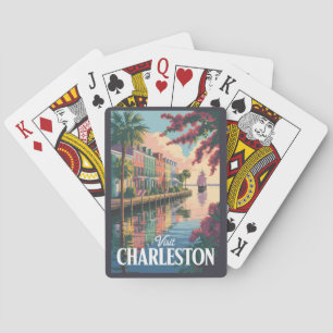 Charleston South Carolina Waterfront Illustration Playing Cards